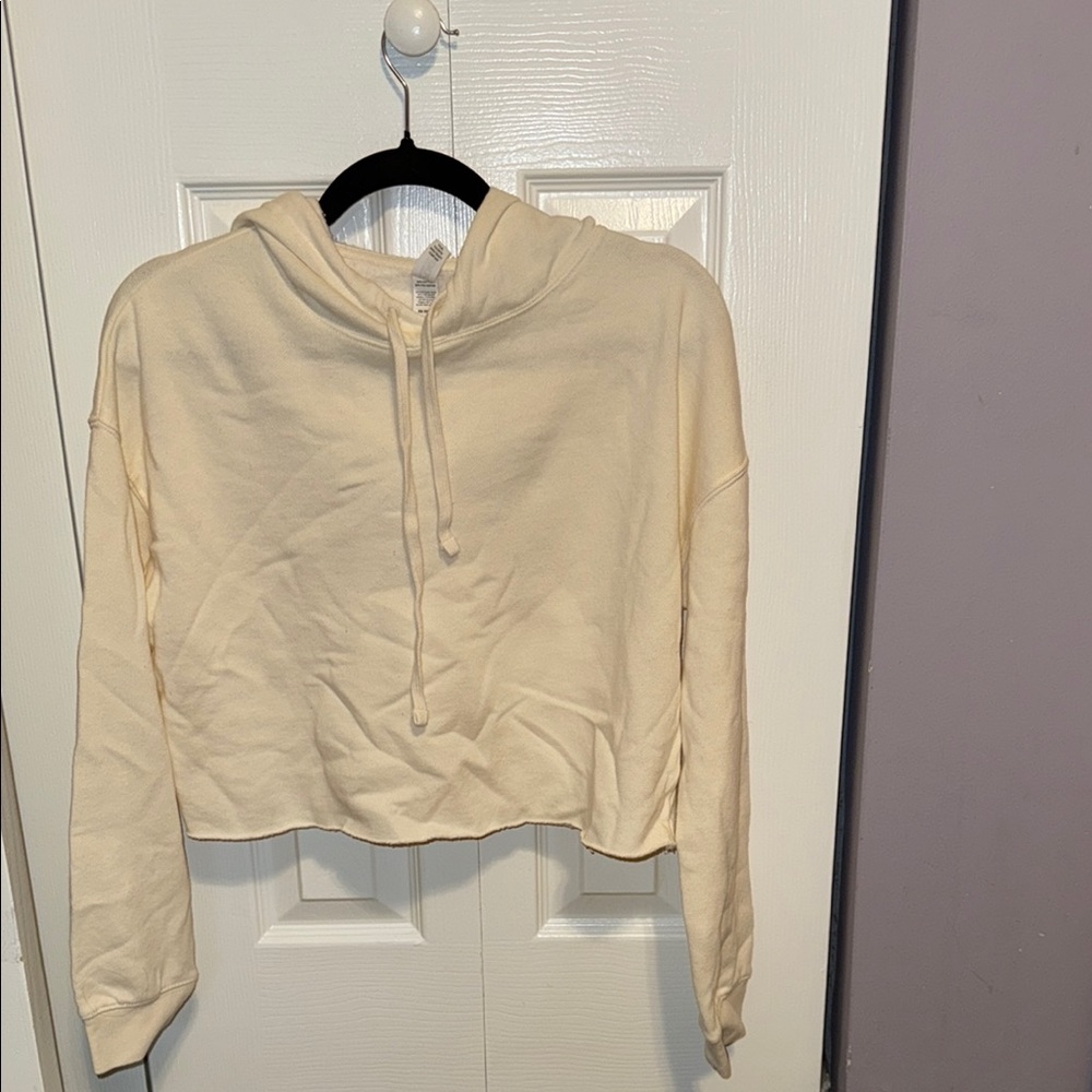 Cream Cropped Relaxed Sweatshirt